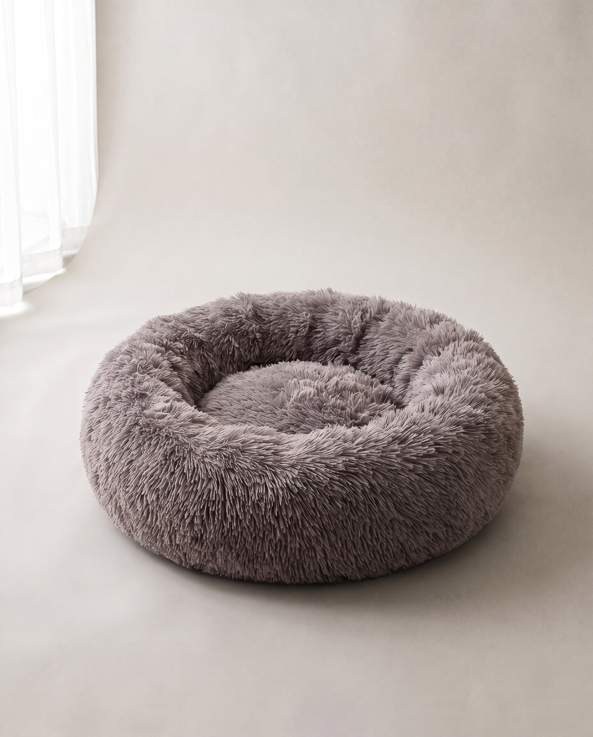 kuschelrund Donut-Bett in Taupe