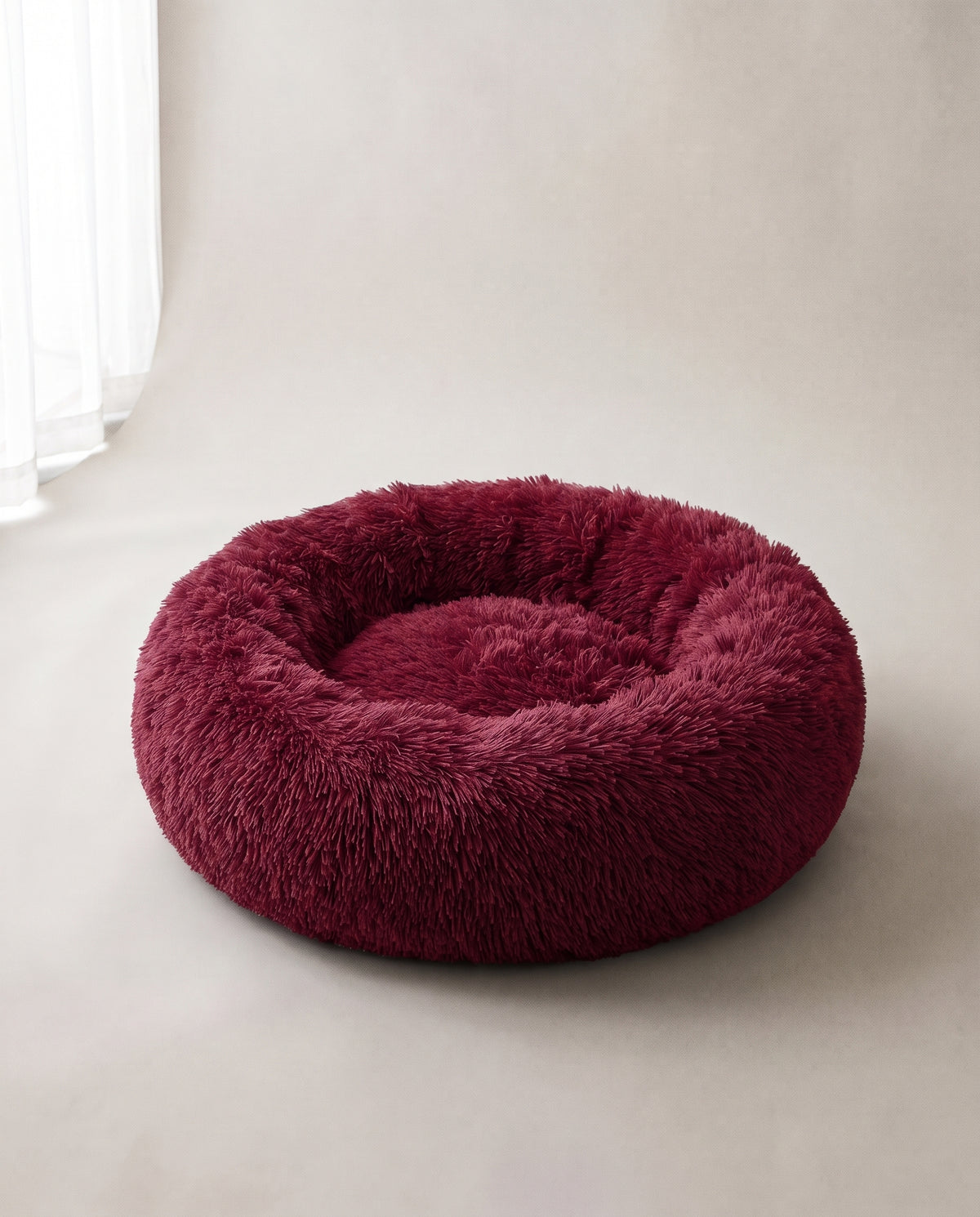 kuschelrund Donut-Bett in Weinrot